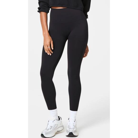 SPANX Seamless Leggings High Rise Black Stretch Women's L - Picture 1 of 11